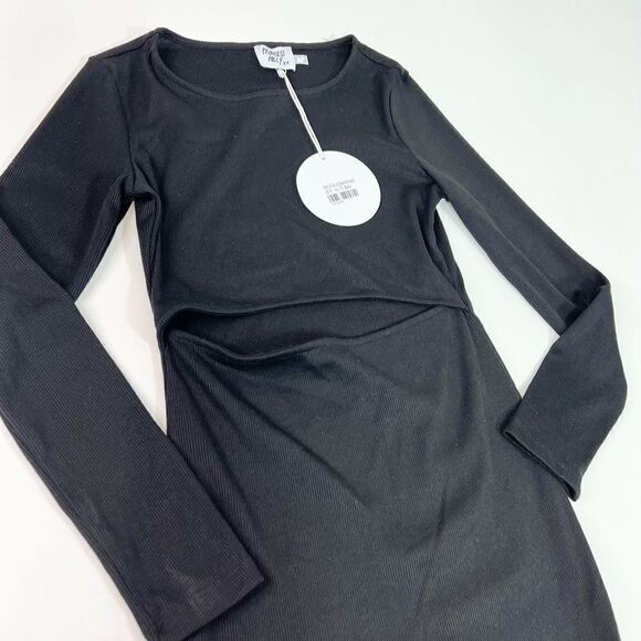 Princess Polly Mini Dress Womens Black US 6 Classic Cut-out Long Sleeve NWT - Picture 2 of 11